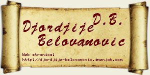 Đorđije Belovanović vizit kartica